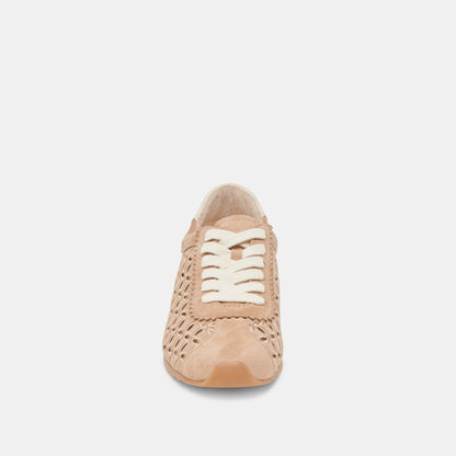DANIE EYELET PERF SNEAKERS CAMEL SUEDE | Dolce Vita