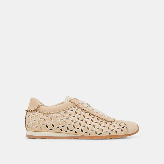 DANIE EYELET PERF SNEAKERS LT NATURAL RAFFIA | Dolce Vita