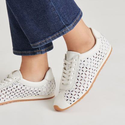 DANIE EYELET PERF SNEAKERS TRUE WHITE LEATHER | Dolce Vita