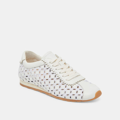 DANIE EYELET PERF SNEAKERS TRUE WHITE LEATHER | Dolce Vita