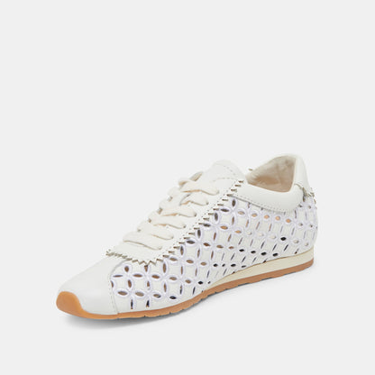 DANIE EYELET PERF SNEAKERS TRUE WHITE LEATHER | Dolce Vita