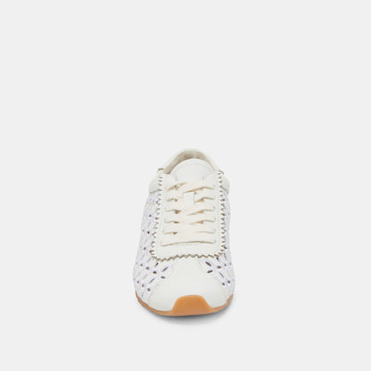 DANIE EYELET PERF SNEAKERS TRUE WHITE LEATHER | Dolce Vita