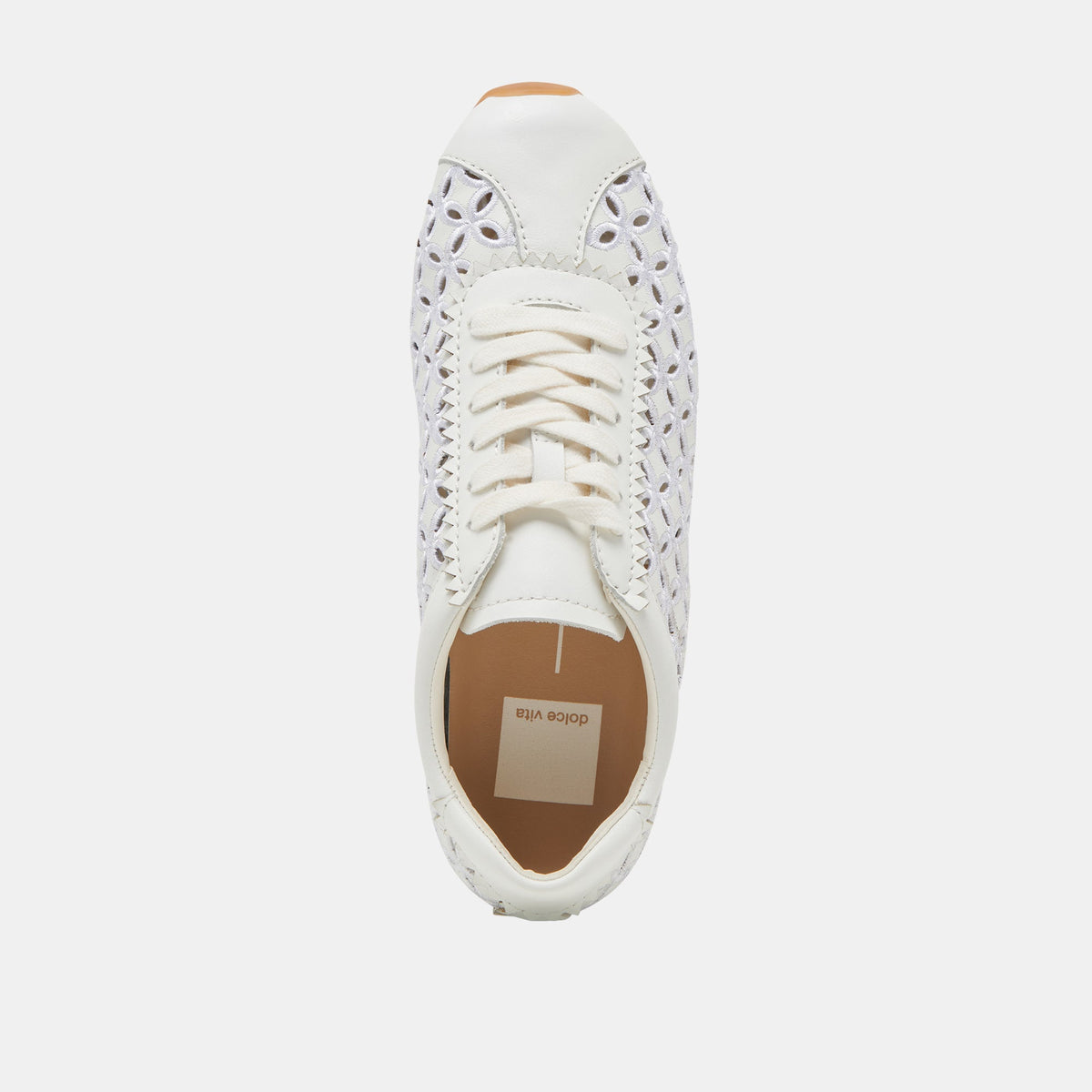 DANIE EYELET PERF SNEAKERS TRUE WHITE LEATHER | Dolce Vita