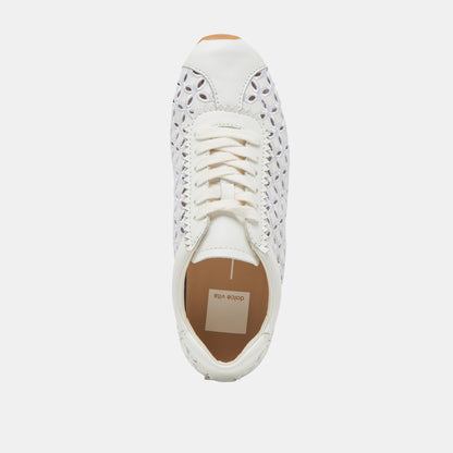 DANIE EYELET PERF SNEAKERS TRUE WHITE LEATHER | Dolce Vita