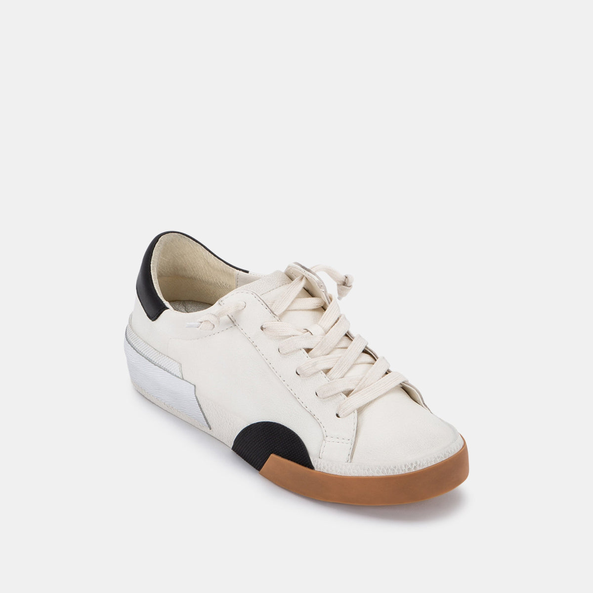 Zina Wide Sneakers White Black Leather | Dolce Vita