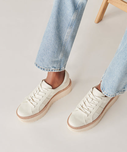 TIGER SNEAKERS WHITE LEATHER | Dolce Vita