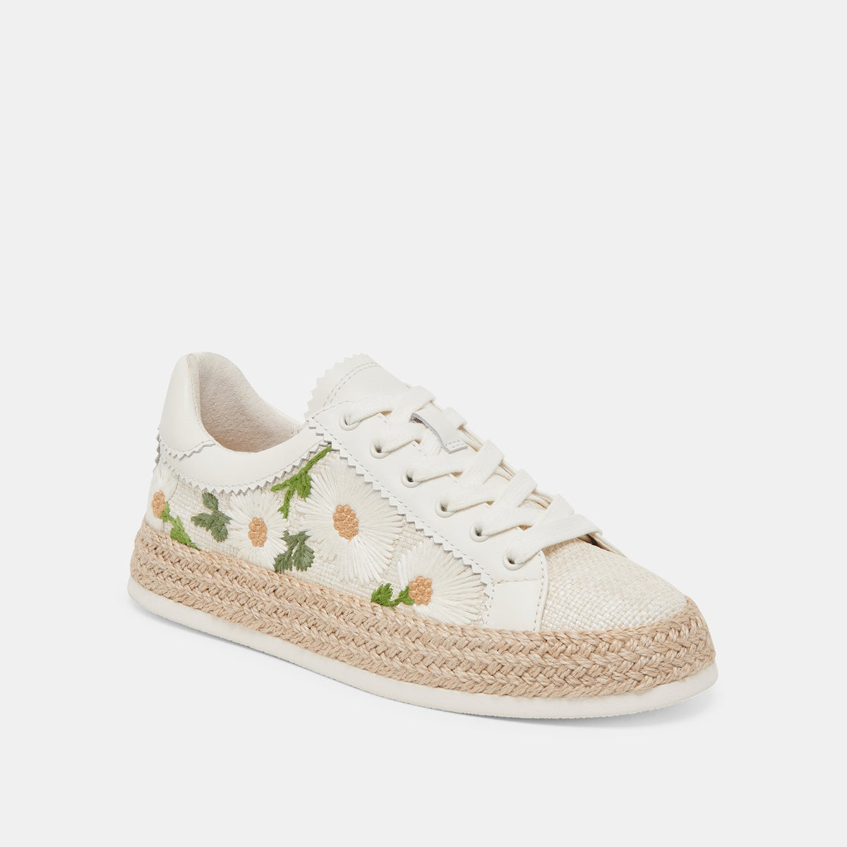 AZALIA SNEAKERS WHITE FLORAL RAFFIA | Dolce Vita