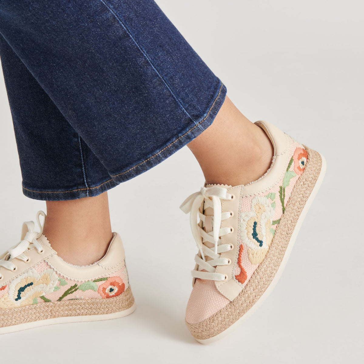Azalia Pink Floral Raffia Sneakers | Dolce Vita