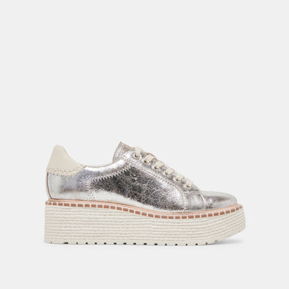 TWAIN SNEAKERS SILVER CRACKLED LEATHER | Dolce Vita