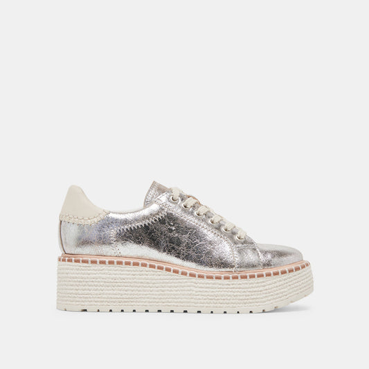 TWAIN SNEAKERS SILVER CRACKLED LEATHER | Dolce Vita