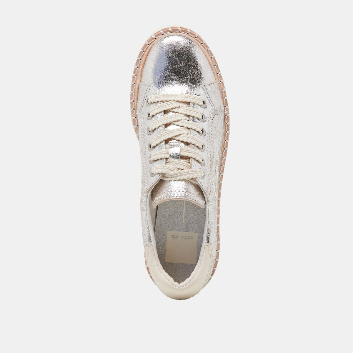 TWAIN SNEAKERS SILVER CRACKLED LEATHER | Dolce Vita