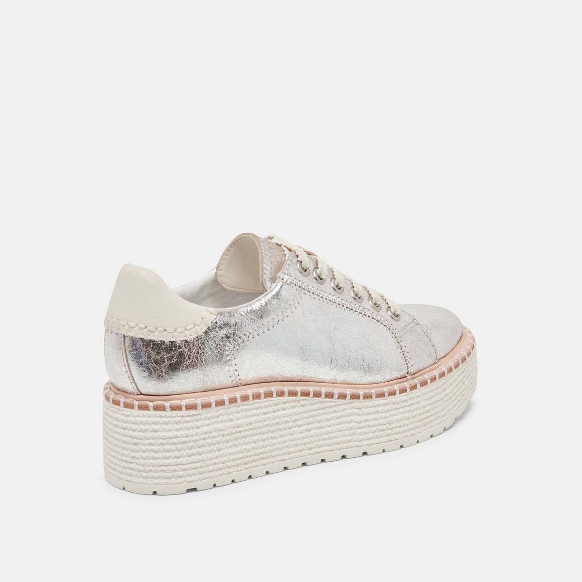 TWAIN SNEAKERS SILVER CRACKLED LEATHER | Dolce Vita