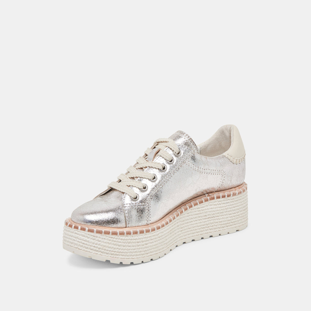 TWAIN SNEAKERS SILVER CRACKLED LEATHER | Dolce Vita