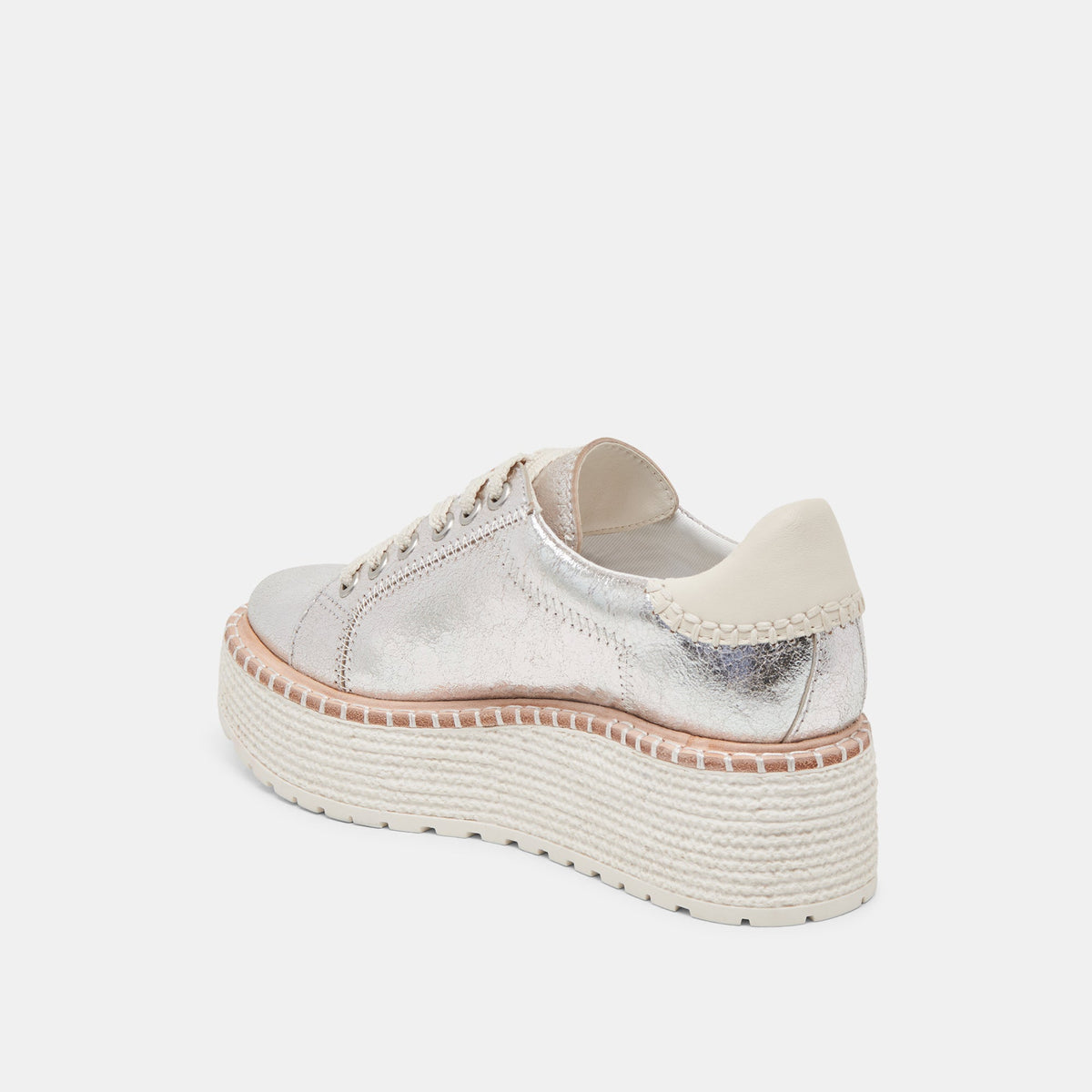 TWAIN SNEAKERS SILVER CRACKLED LEATHER | Dolce Vita