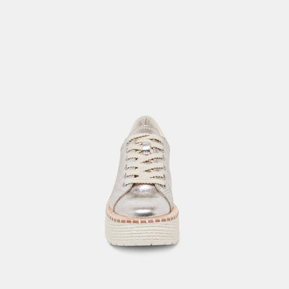TWAIN SNEAKERS SILVER CRACKLED LEATHER | Dolce Vita