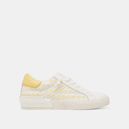 ZINA FLORAL SNEAKERS WHITE YELLOW FLORAL MESH | Dolce Vita