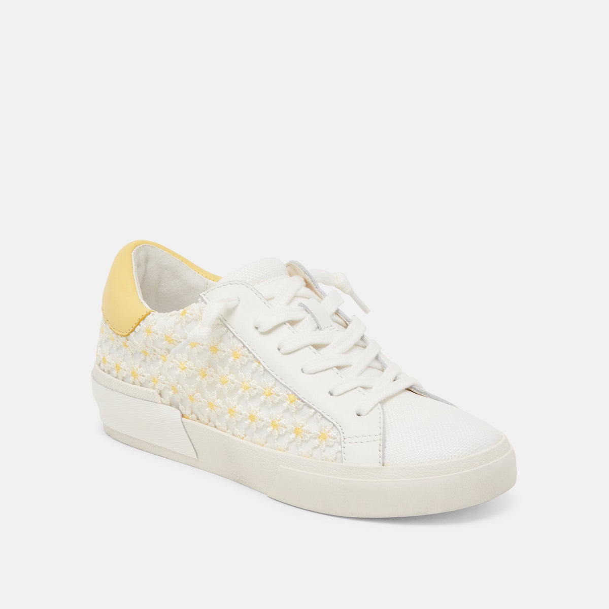 ZINA FLORAL SNEAKERS WHITE YELLOW FLORAL MESH | Dolce Vita