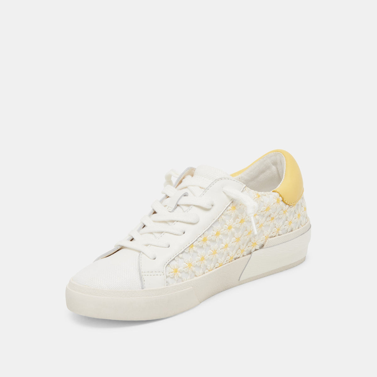 ZINA FLORAL SNEAKERS WHITE YELLOW FLORAL MESH | Dolce Vita