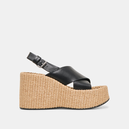 SKYLAR WEDGES BLACK LEATHER | Dolce Vita