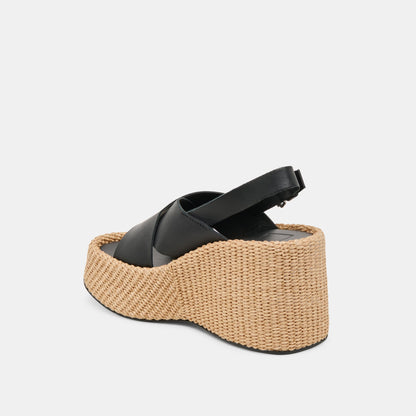 SKYLAR WEDGES BLACK LEATHER | Dolce Vita