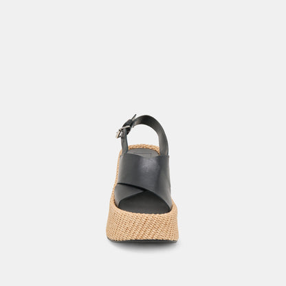 SKYLAR WEDGES BLACK LEATHER | Dolce Vita