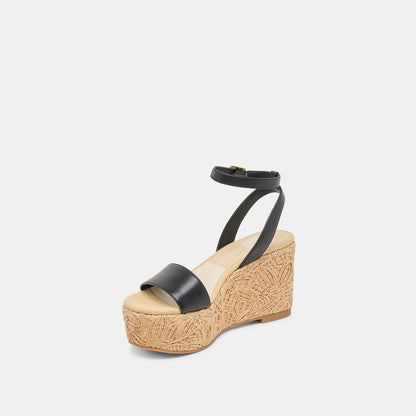 TALISA WEDGES BLACK LEATHER | Dolce Vita