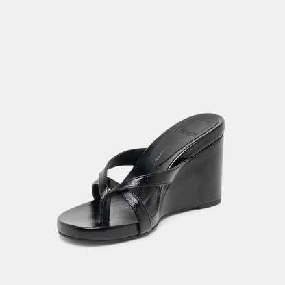 Helan Black Leather Wedges | Dolce Vita