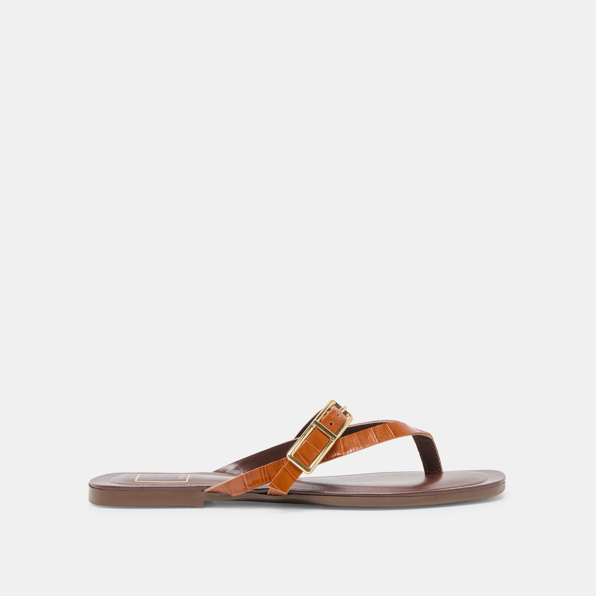 Piers Cognac Croco Embossed Leather Sandals | Dolce Vita