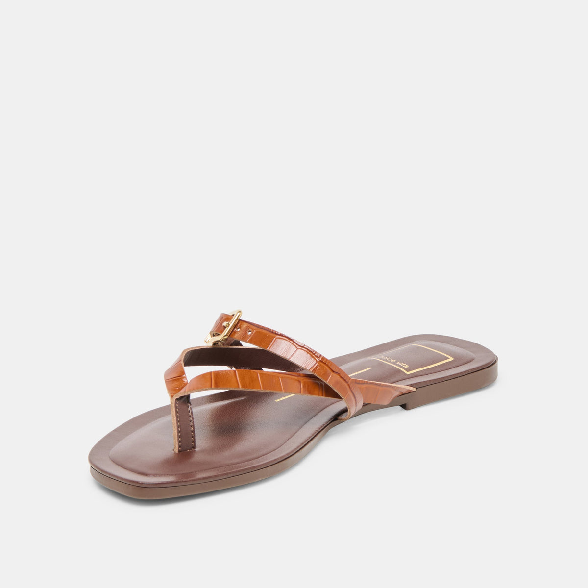 Piers Cognac Croco Embossed Leather Sandals | Dolce Vita