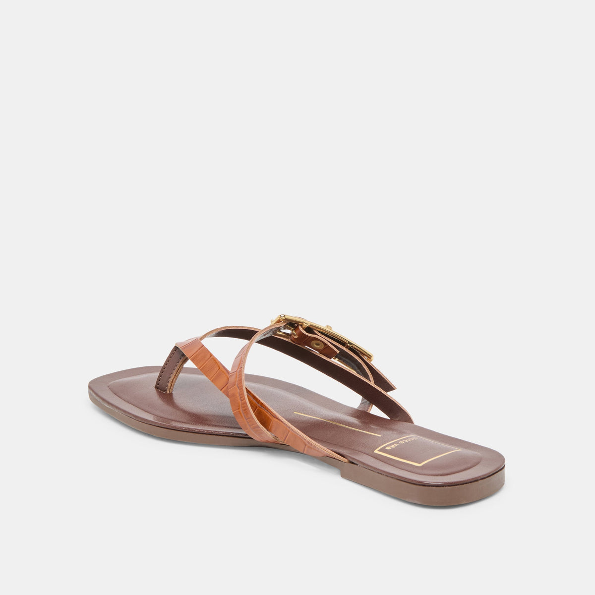 Piers Cognac Croco Embossed Leather Sandals | Dolce Vita