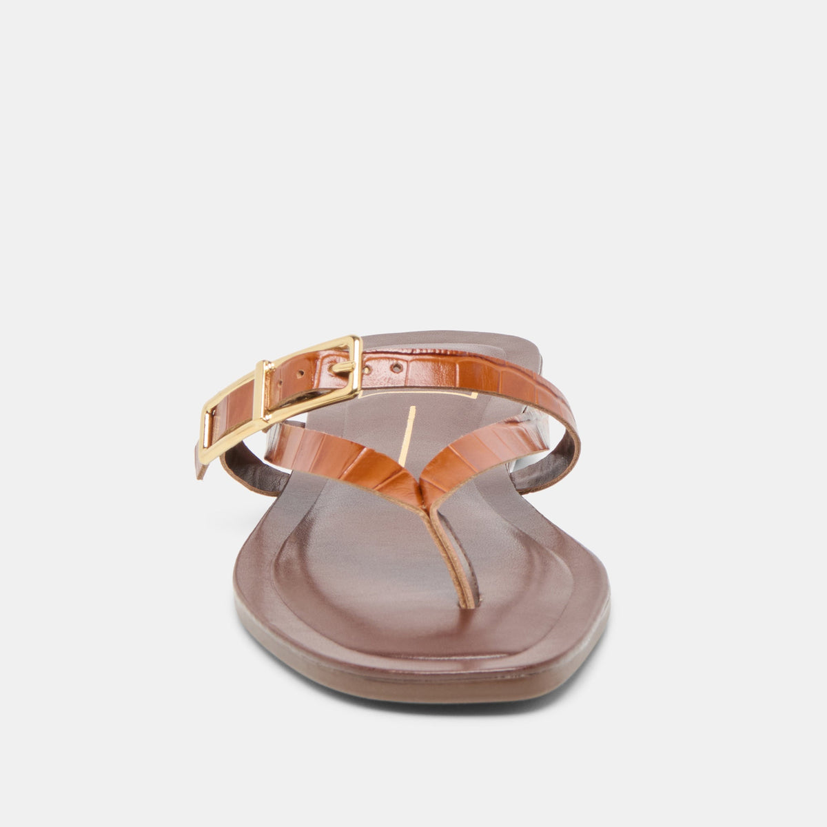 Piers Cognac Croco Embossed Leather Sandals | Dolce Vita