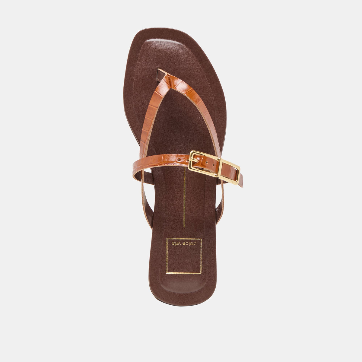 Piers Cognac Croco Embossed Leather Sandals | Dolce Vita