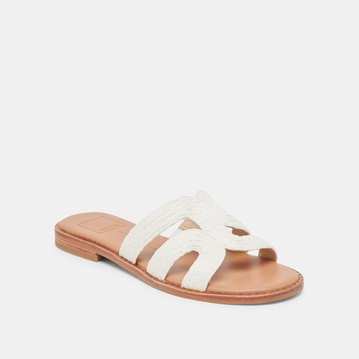 EMON WIDE SANDALS WHITE RAFFIA | Dolce Vita