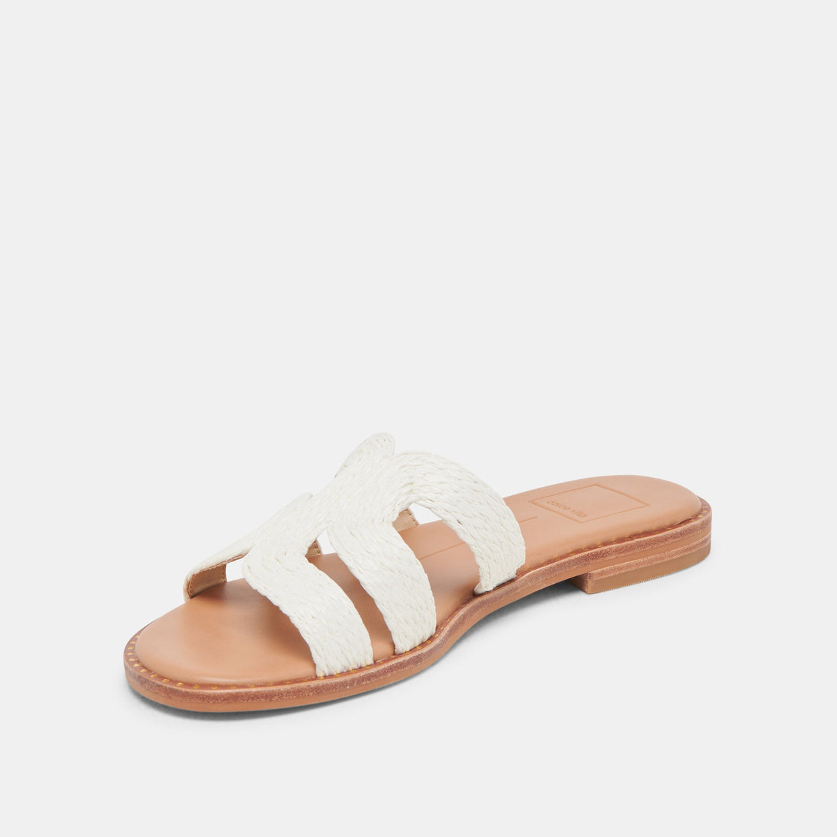 EMON WIDE SANDALS WHITE RAFFIA | Dolce Vita
