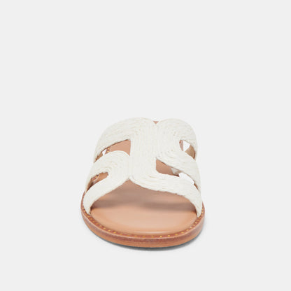 EMON WIDE SANDALS WHITE RAFFIA | Dolce Vita