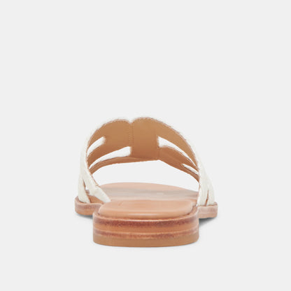 EMON WIDE SANDALS WHITE RAFFIA | Dolce Vita