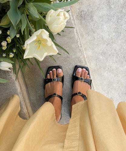 LAVERN SANDALS MIDNIGHT CRINKLE PATENT | Dolce Vita