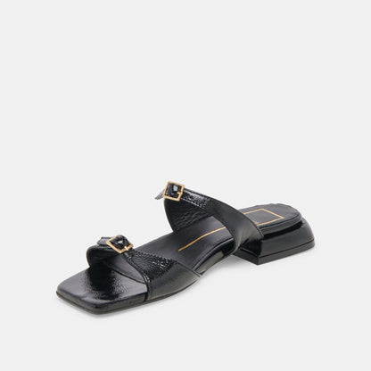 LAVERN SANDALS MIDNIGHT CRINKLE PATENT | Dolce Vita