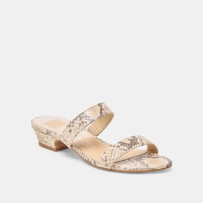 Kamile Natural Snake Embossed Leather Sandals | Dolce Vita