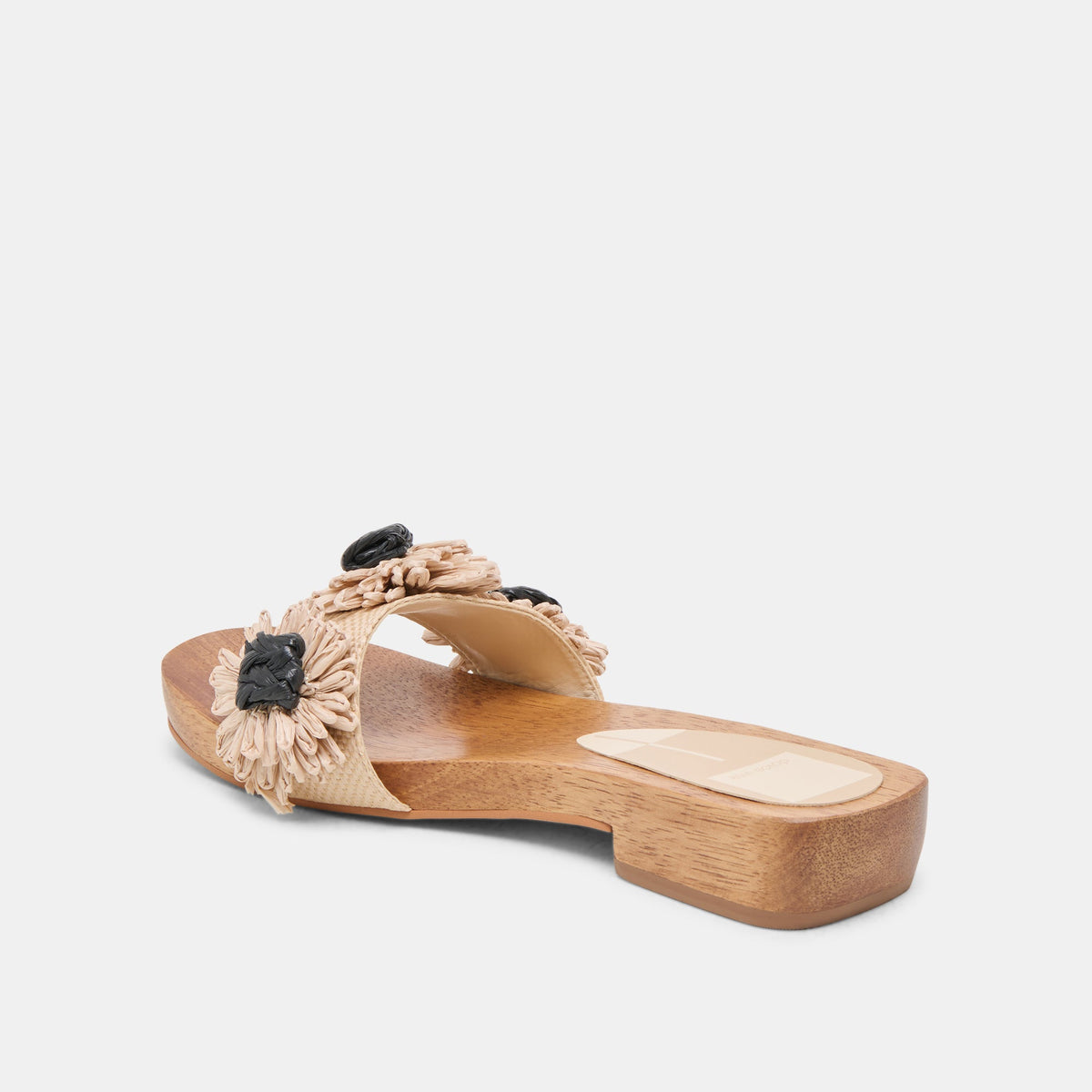 Ariena Black Natural Floral Raffia Sandals | Dolce Vita