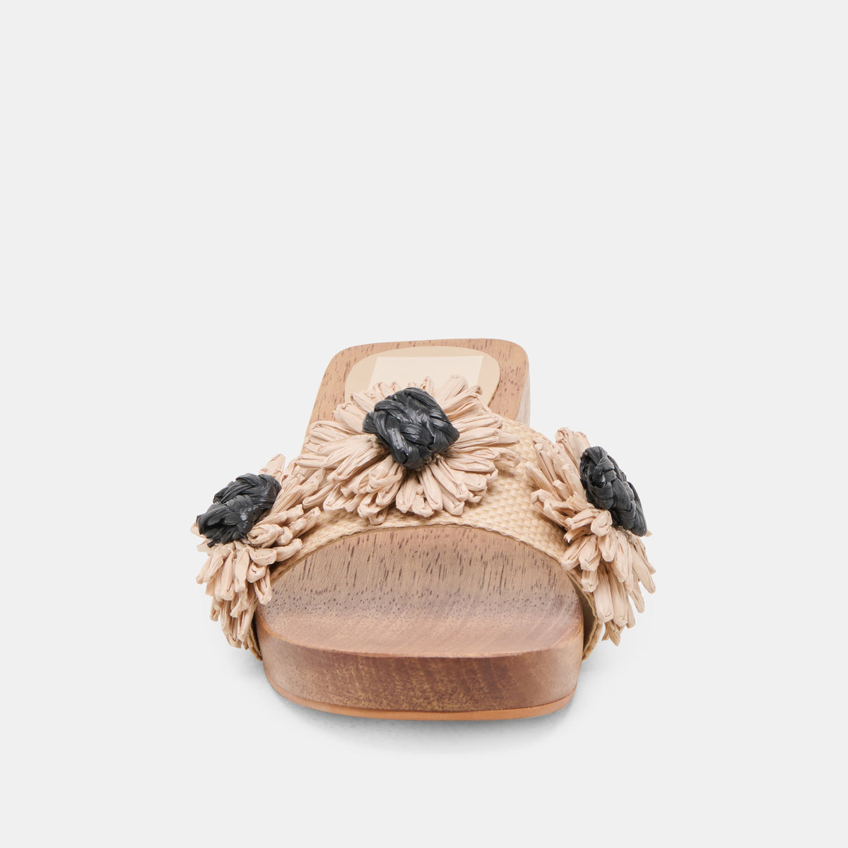 Ariena Black Natural Floral Raffia Sandals | Dolce Vita