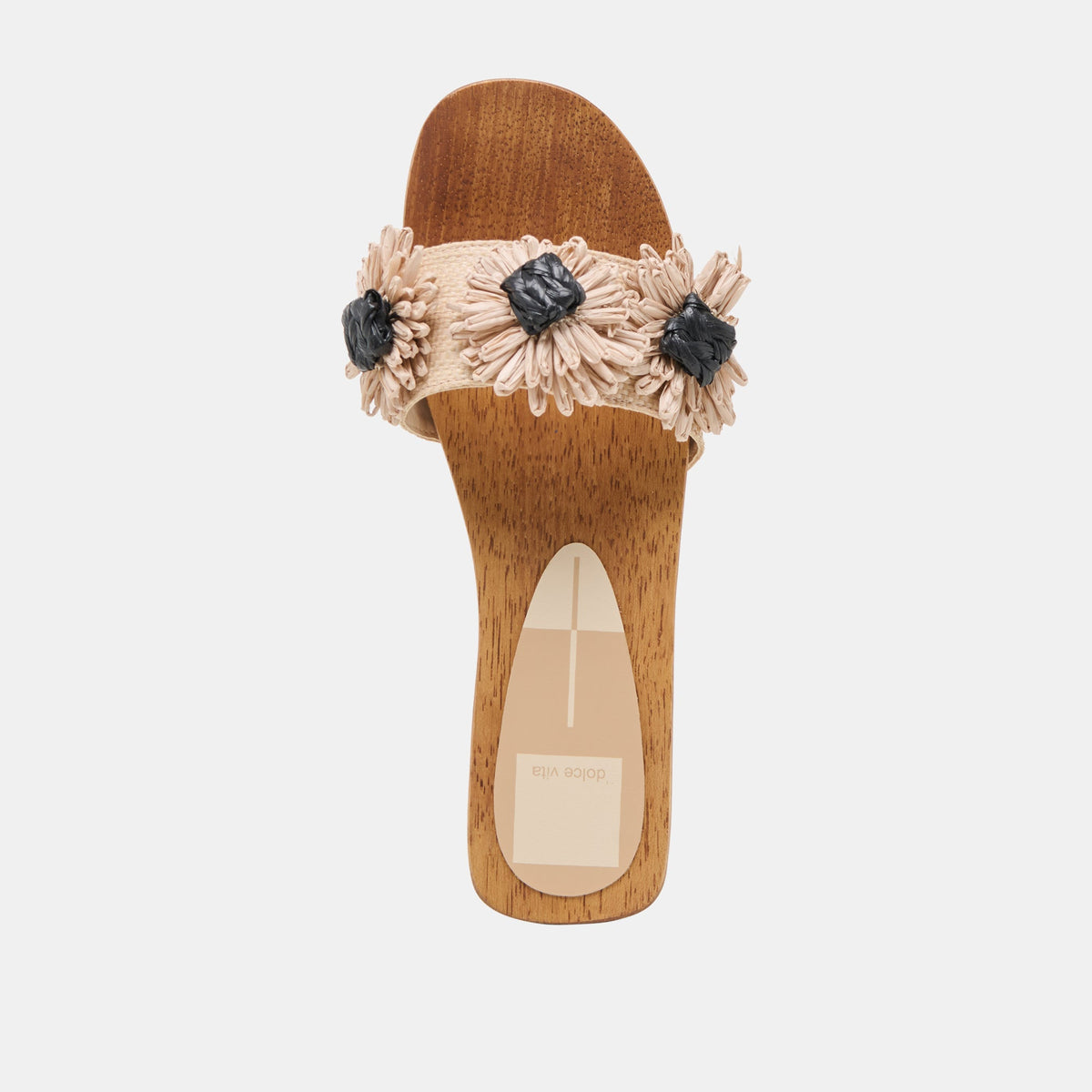 Ariena Black Natural Floral Raffia Sandals | Dolce Vita