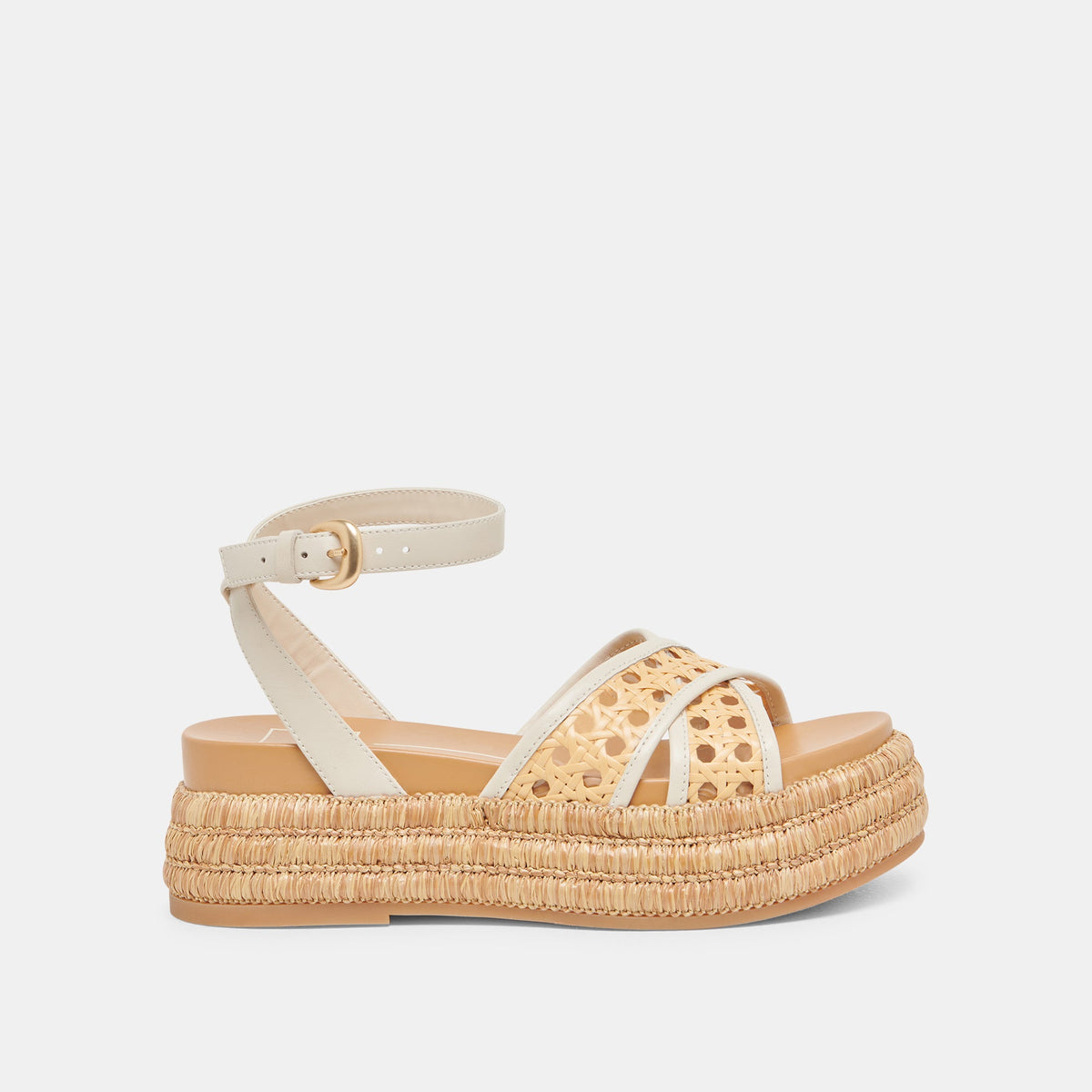 WRILEY SANDALS CREME WOVEN RAFFIA | Dolce Vita