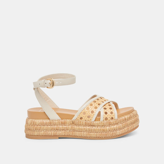 WRILEY SANDALS CREME WOVEN RAFFIA | Dolce Vita