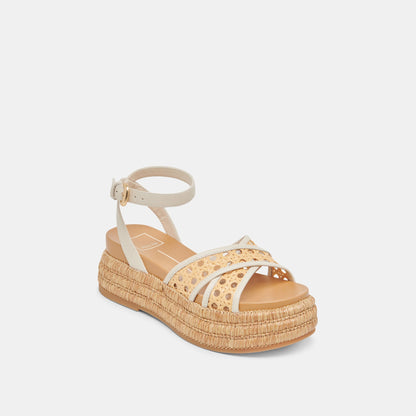 WRILEY SANDALS CREME WOVEN RAFFIA | Dolce Vita