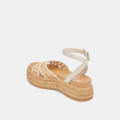 WRILEY SANDALS CREME WOVEN RAFFIA | Dolce Vita
