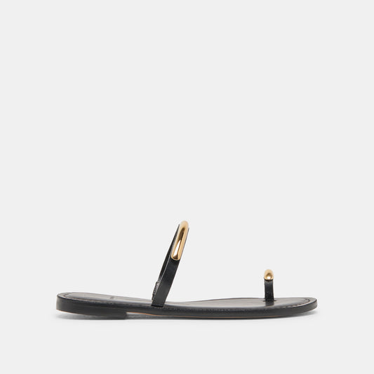 WINK WIDE SANDALS BLACK LEATHER | Dolce Vita