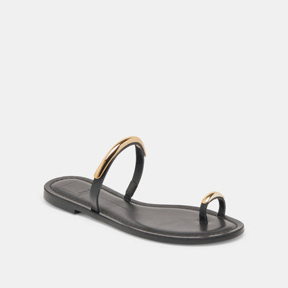 WINK WIDE SANDALS BLACK LEATHER | Dolce Vita