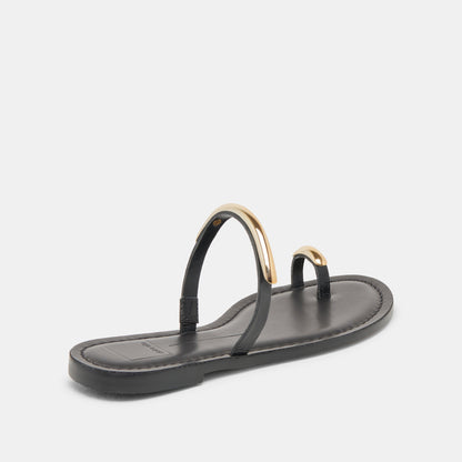 WINK WIDE SANDALS BLACK LEATHER | Dolce Vita