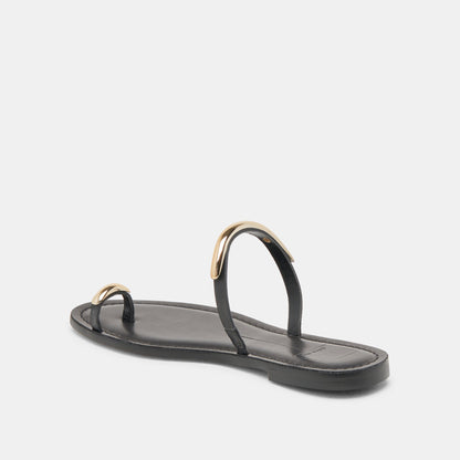 WINK WIDE SANDALS BLACK LEATHER | Dolce Vita